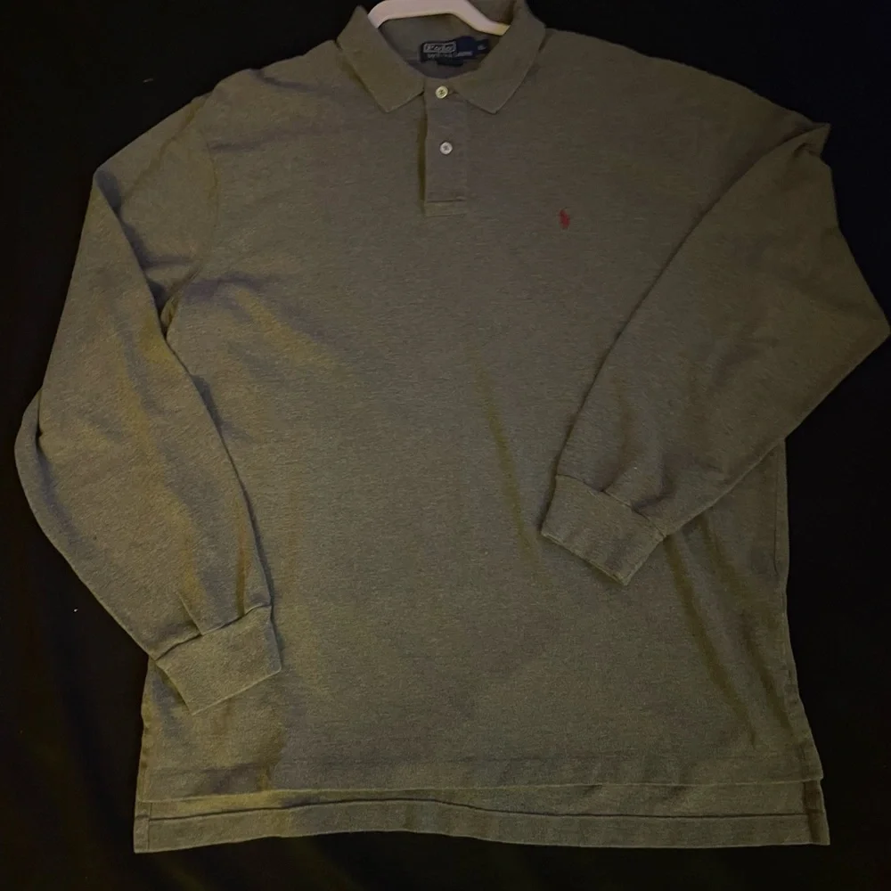 Ralph‎ Lauren Long Sleeve Gray Polo Embroidered Pony Shirt Men’s Size XL